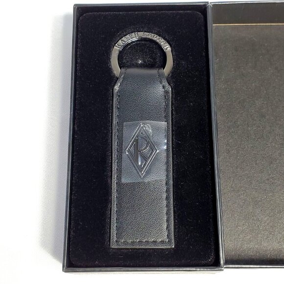 Ralph Laurens Black Diamond Club Leather Keychain Key Fob Ring In Gift Box 6.5" - Picture 2 of 7